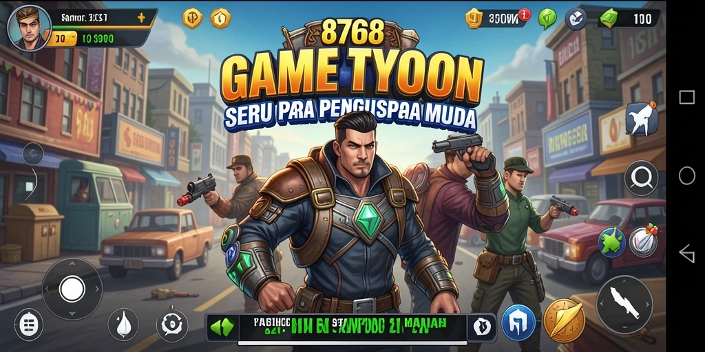Tangkapan layar gameplay 8768 yang menggambarkan proses manajemen bisnis.