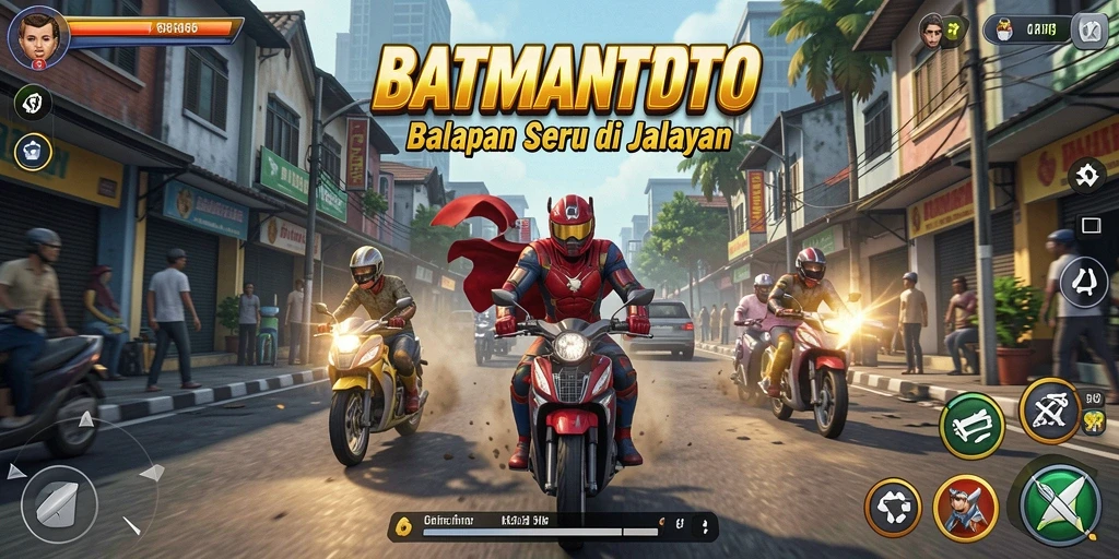 Tampilan seru dari gameplay balapan di BATMANTOTO.