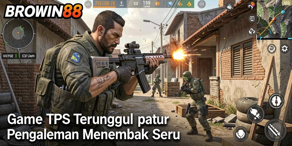Screenshot gameplay BROWIN88 menampilkan aksi menembak yang mendebarkan.