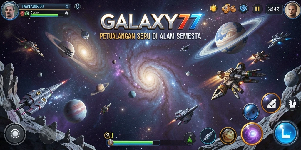 Tampilan gameplay <strong>GALAXY77</strong> yang menakjubkan dalam menjelajahi galaksi.