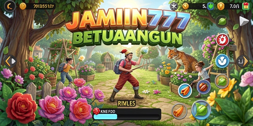 Screenshot gameplay JAMIN777 yang menunjukkan lahan pertanian yang subur dan aktif.