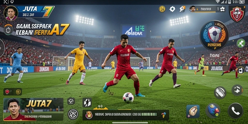 Tampilan gameplay JUTA7 yang menarik dalam pertandingan sepak bola.