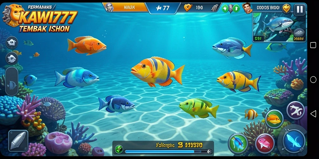 Tampilan gameplay KAWI777 yang menawan saat menangkap ikan.