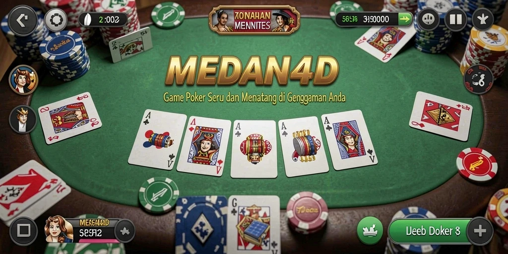 Tangkapan layar menampilkan gameplay Poker di MEDAN4D yang menegangkan.