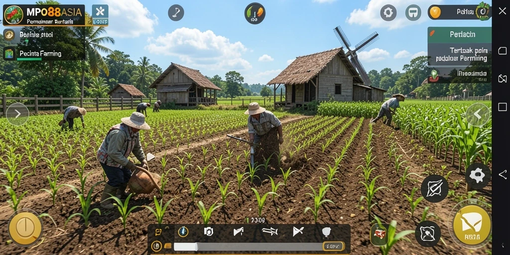 Gameplay MPO88ASIA menampilkan aktivitas bertani yang seru dan interaktif.