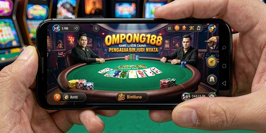 Screenshot gameplay OMPONG188 yang menampilkan dealer langsung dan suasana kasino.