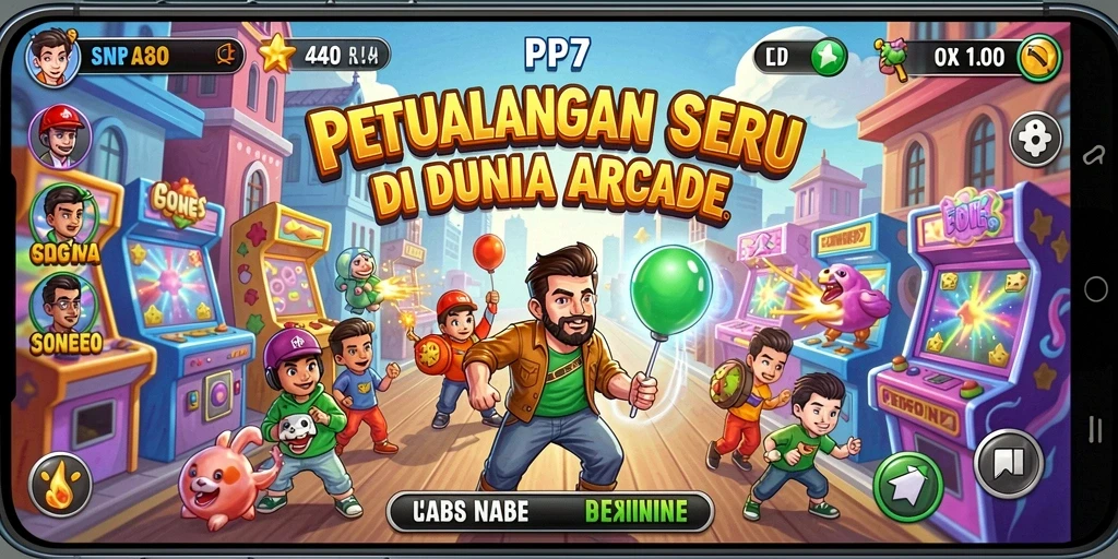 Gameplay seru dan penuh warna dalam game Arcade PP7.