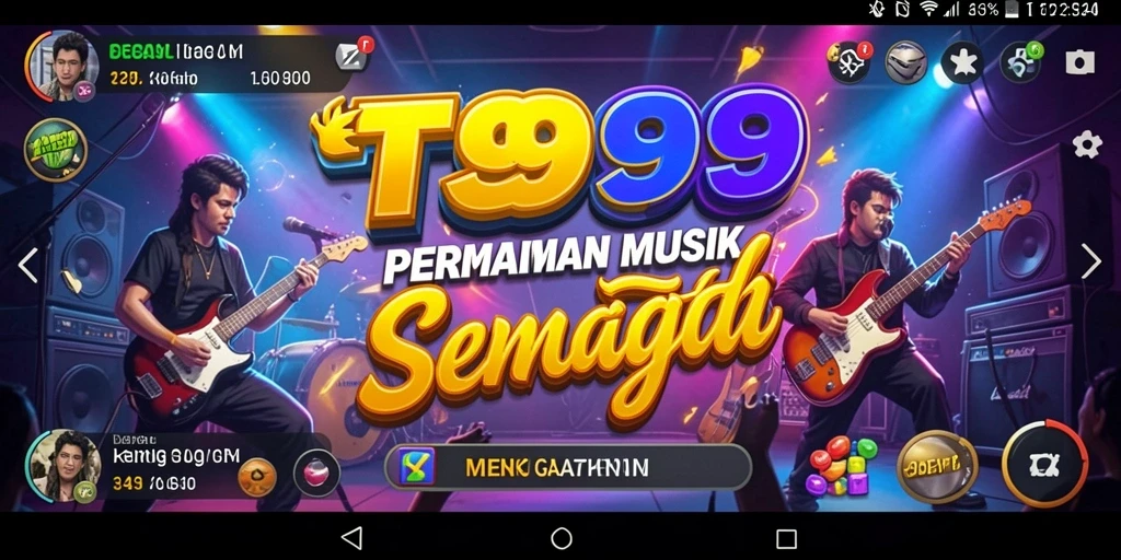 Screenshot T9999 menampilkan aksi seru dalam permainan musik.