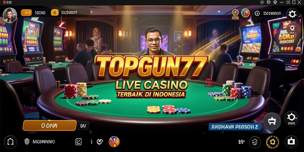 Screenshot utama TOPGUN77 menampilkan dealer langsung dan variasi permainan yang menarik.